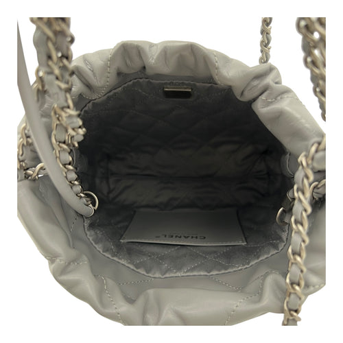 Chanel 22 Tote Crossbody Bag Mini Grey in Calfskin, Silver hardware_6