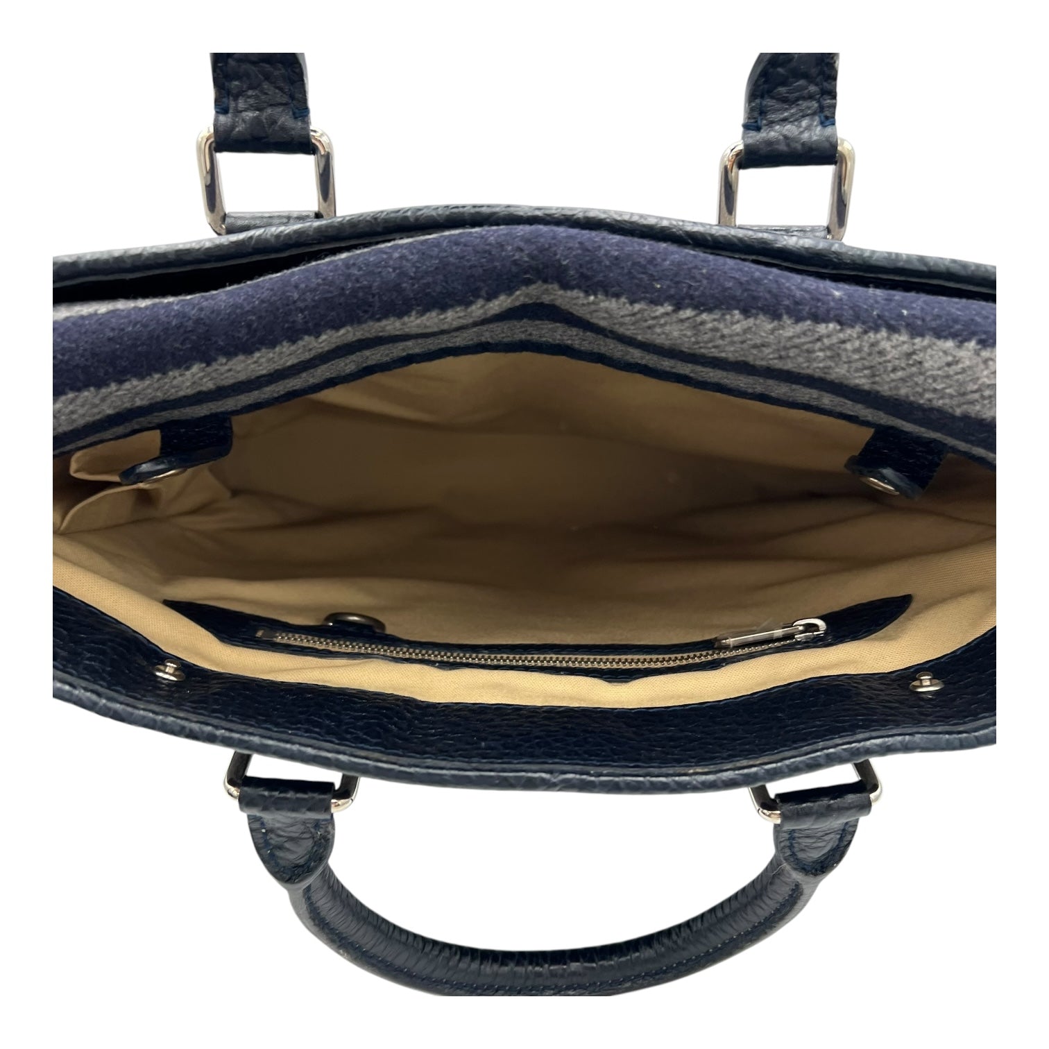 Louis Vuitton Cavavelle Top Handle Bag Blue in Wool, Acetate hardware_6