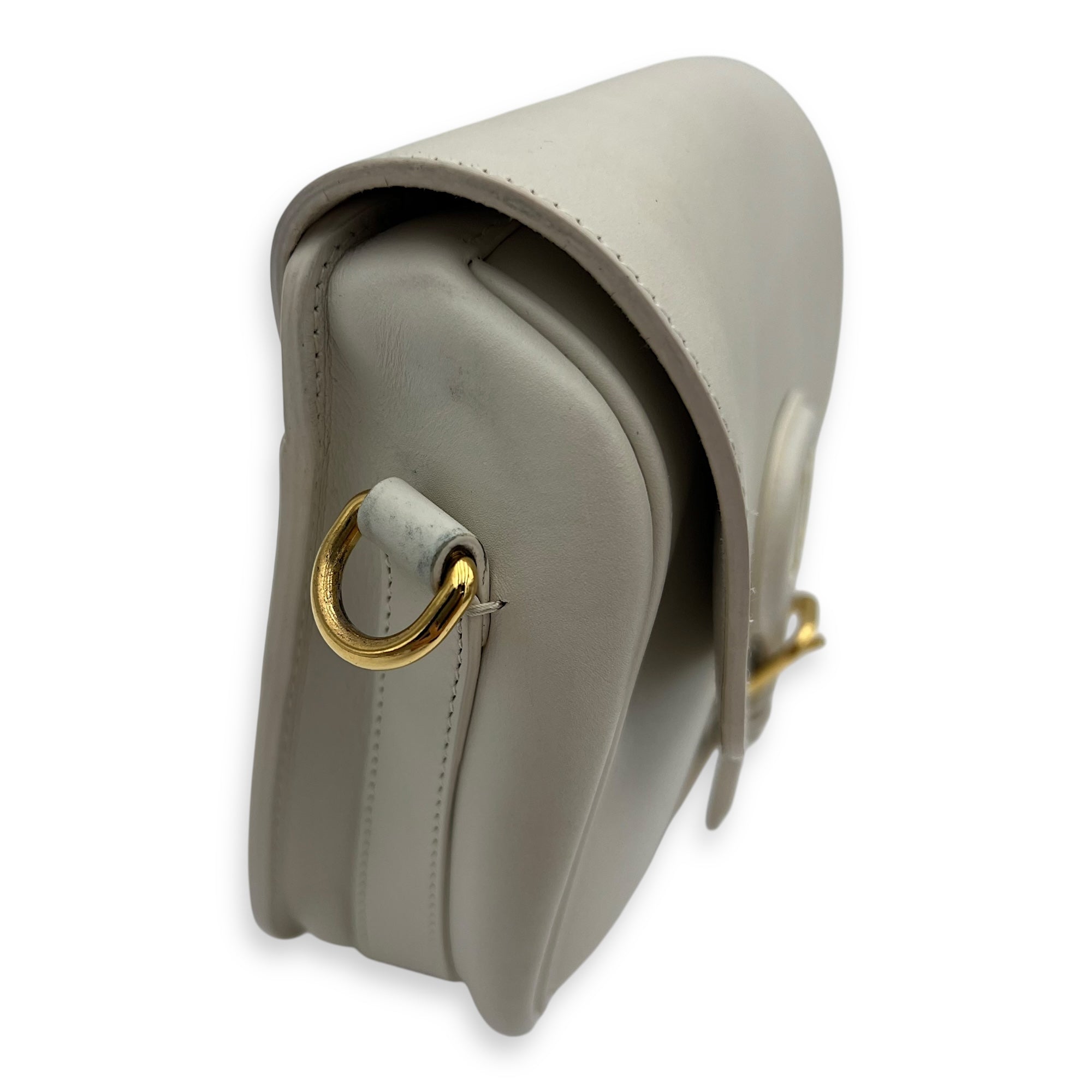 Christian Dior Bobby Crossbody Bag White in Calfskin, Gold hardware_8