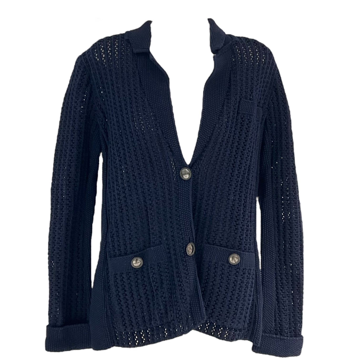 Chanel 19C La Pausa Navy Knitted Cardigan  Ready-To-Wear Blue in Others, Gunmetal hardware_1