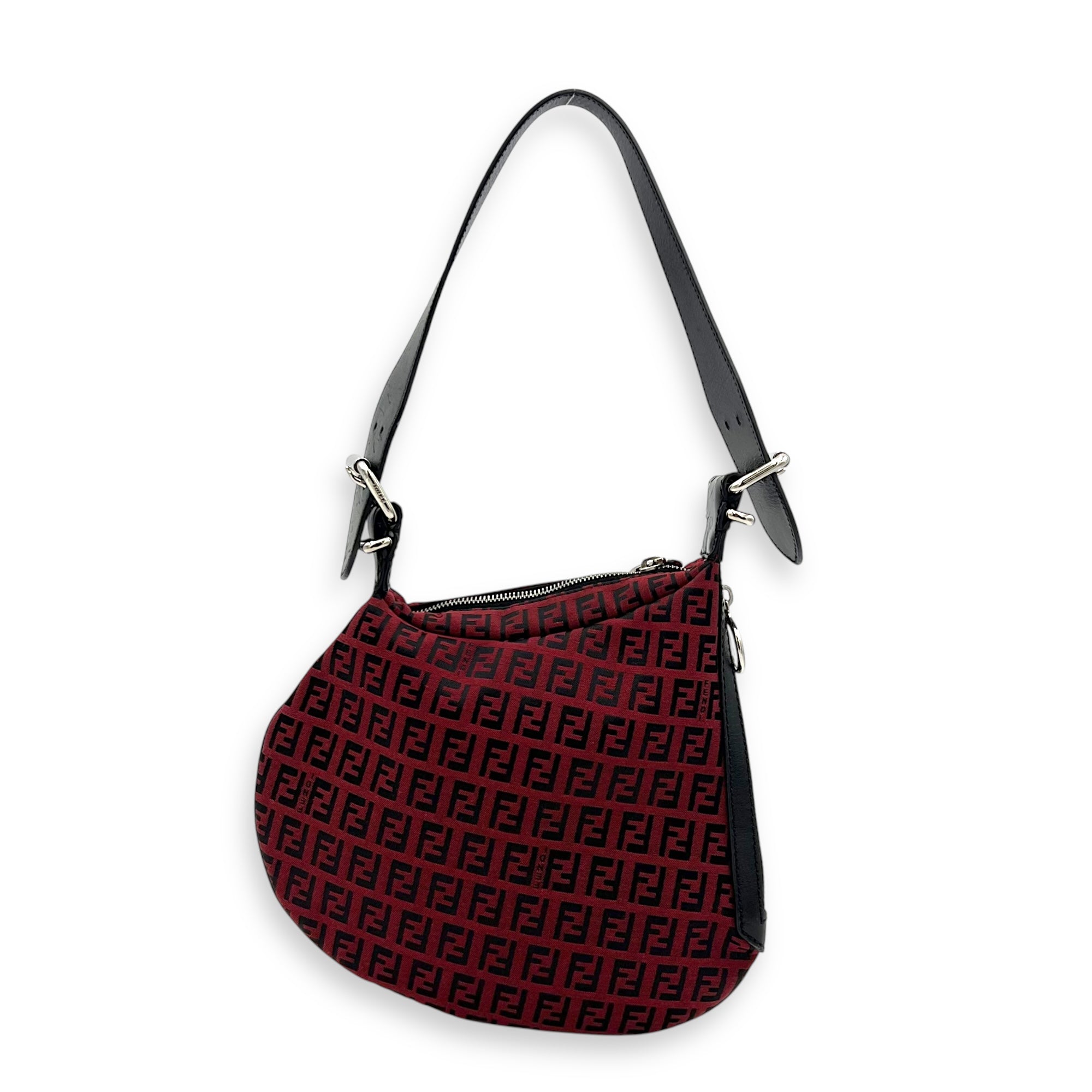 Fendi Zucca Shoulder Bag Red in Canvas, Silver hardware_2