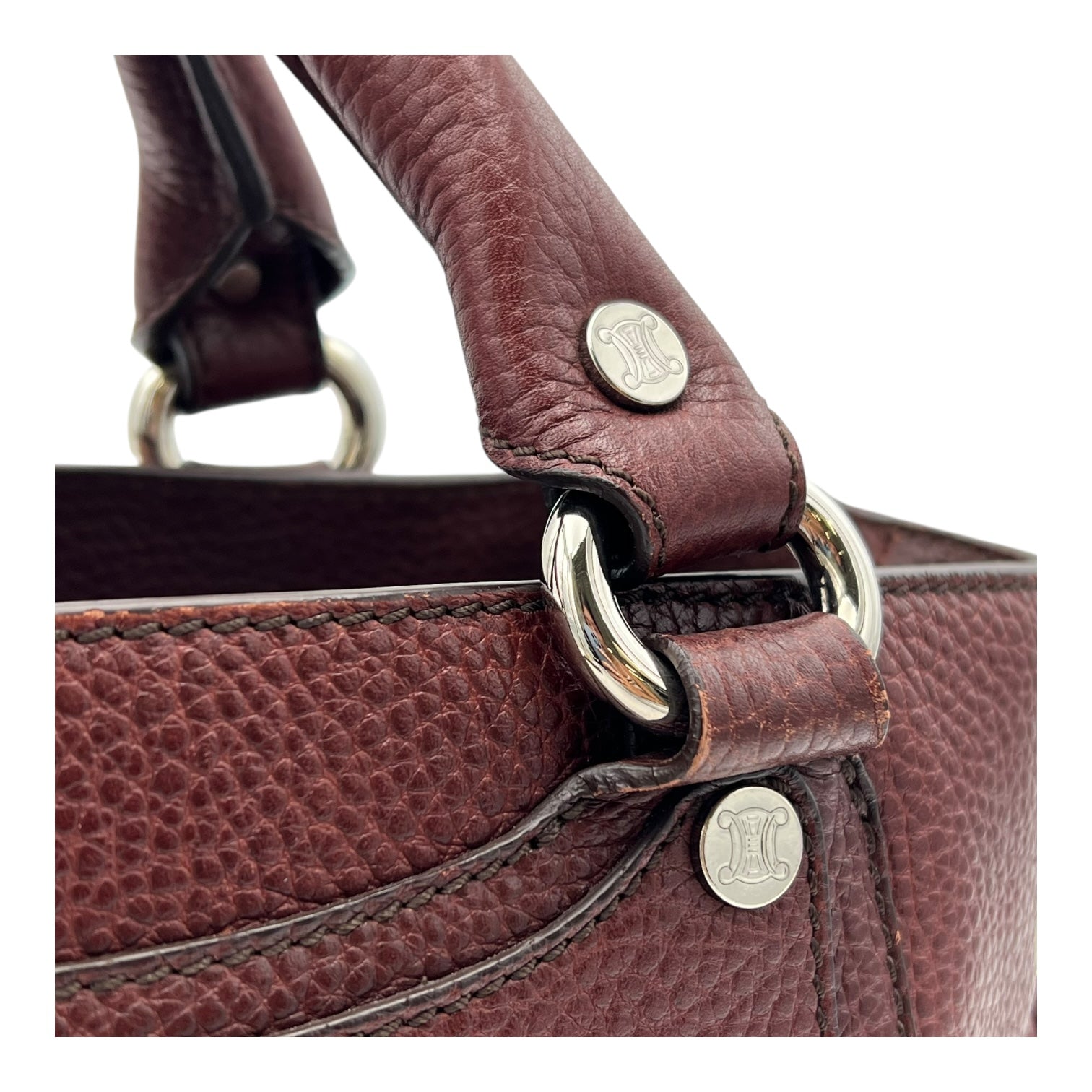 Celine Boogie Top Handle Bag Brown in Calfskin, Silver hardware_6