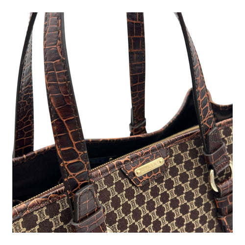 Celine Macadam Tote Bag Brown in Jacquard, Silver hardware_6
