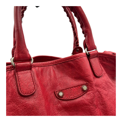 Balenciaga Others Top Handle Bag Red in Distressed Leather, Silver hardware_6