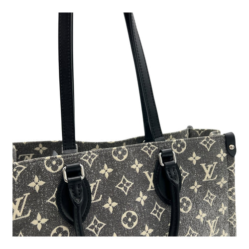 Louis Vuitton OnTheGo Top Handle Bag Black in Denim, Silver hardware_6