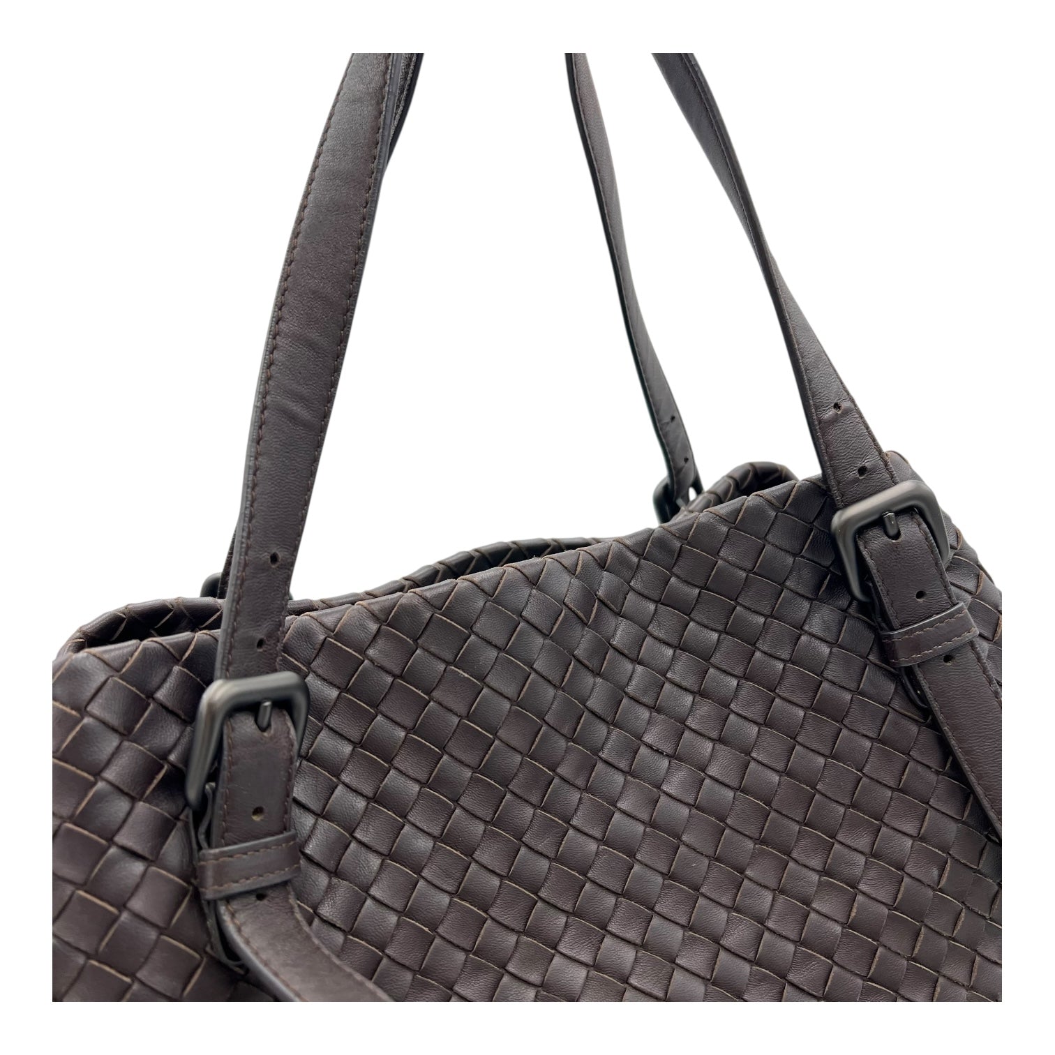 Bottega Veneta Intrecciato Tote Bag Brown in Lambskin, Gunmetal hardware_6