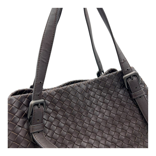 Bottega Veneta Intrecciato Tote Bag Brown in Lambskin, Gunmetal hardware_6