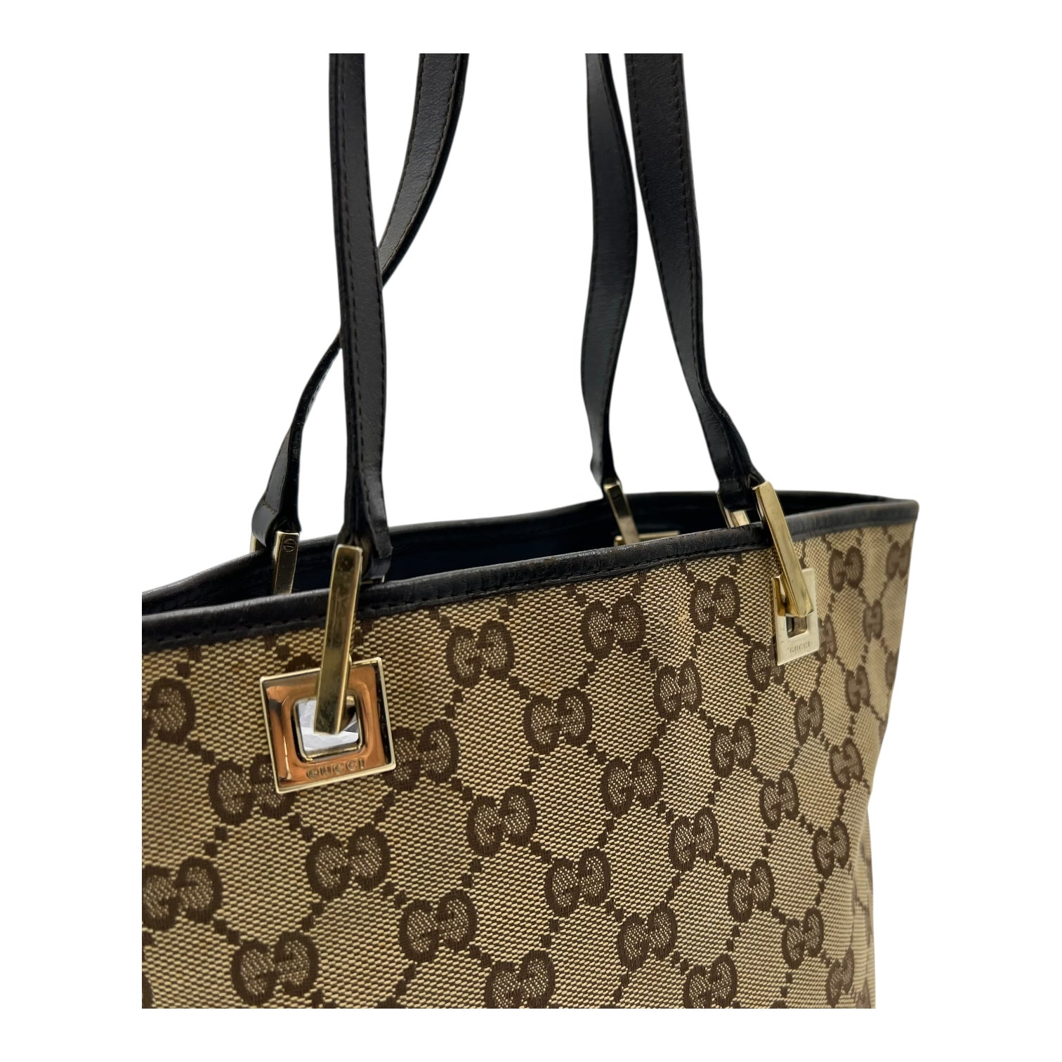 Gucci GG Brown Tote Bag in Canvas, Gold hardware_6