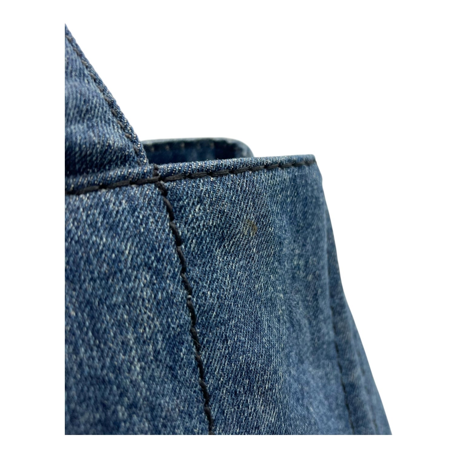 Prada Canapa Top Handle Bag Blue in Denim, Gold hardware_6