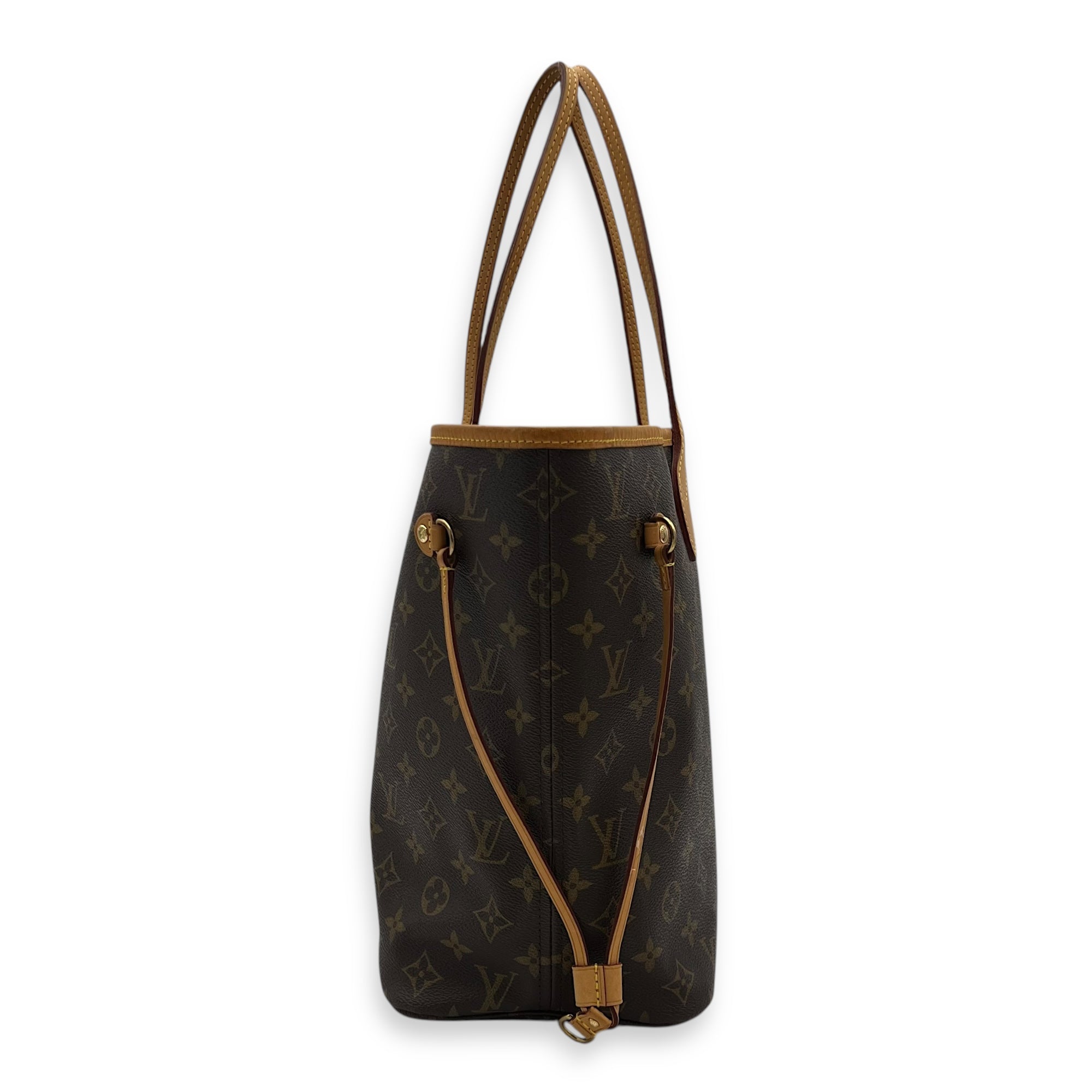 Louis Vuitton Neverfull MM Brown Tote Bag in Coated Canvas, Gold hardware_4