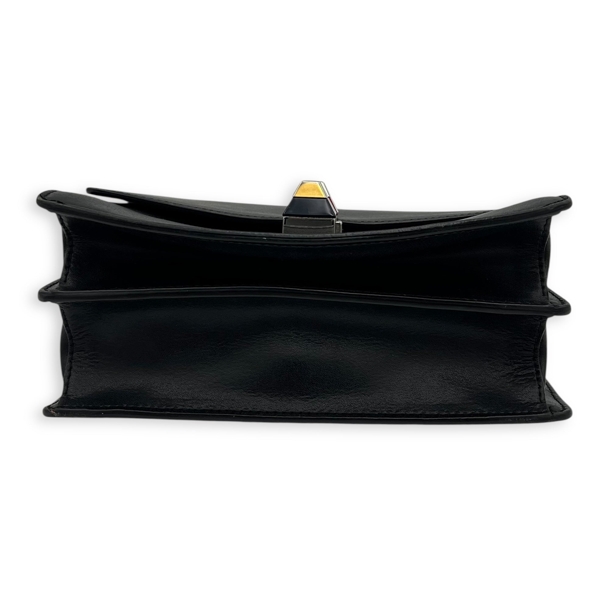 Fendi Kan I Shoulder Bag Black in Calfskin, Silver hardware_5