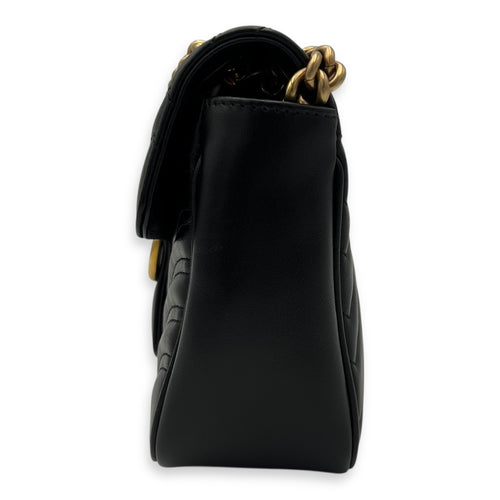 Gucci GG Marmont Shoulder Bag Black in Calfskin, Gold hardware_4