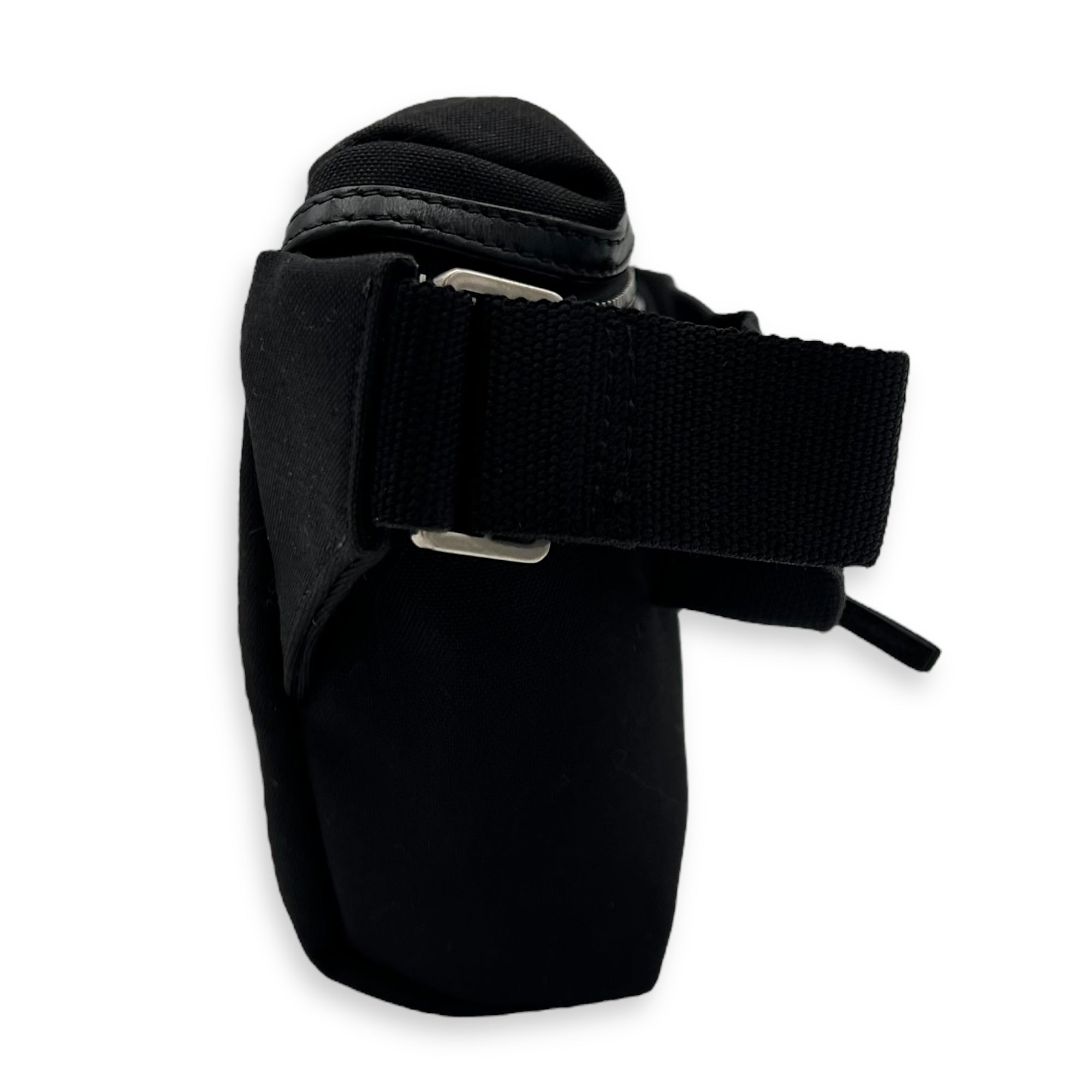 Saint Laurent City Belt Bag Black in Canvas, Silver hardware_3