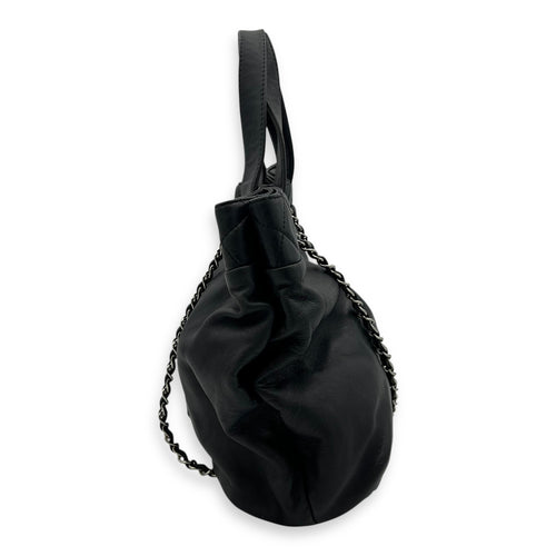 Chanel CC Tote Bag Black in Lambskin, Silver hardware_3