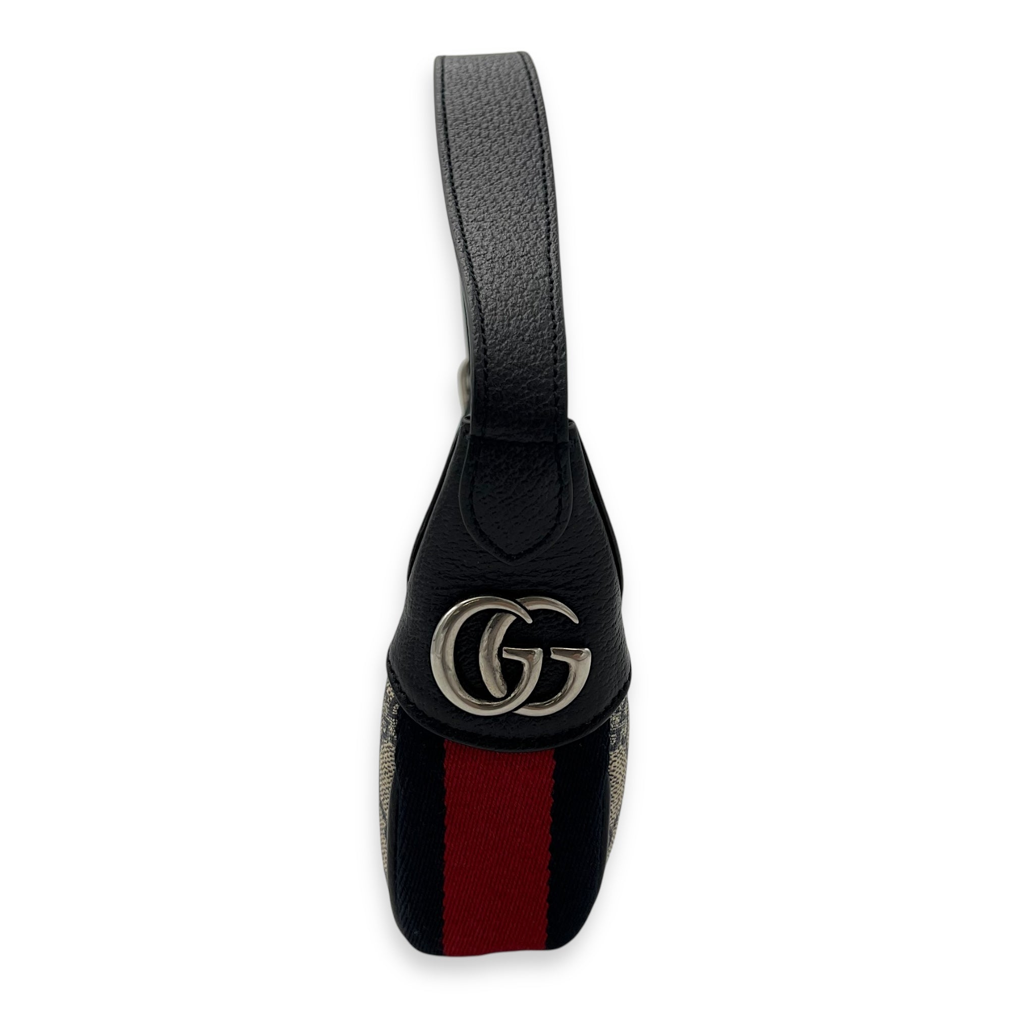 Gucci Ophidia Top Handle Bag Mini Blue in Coated Canvas, Silver hardware_3