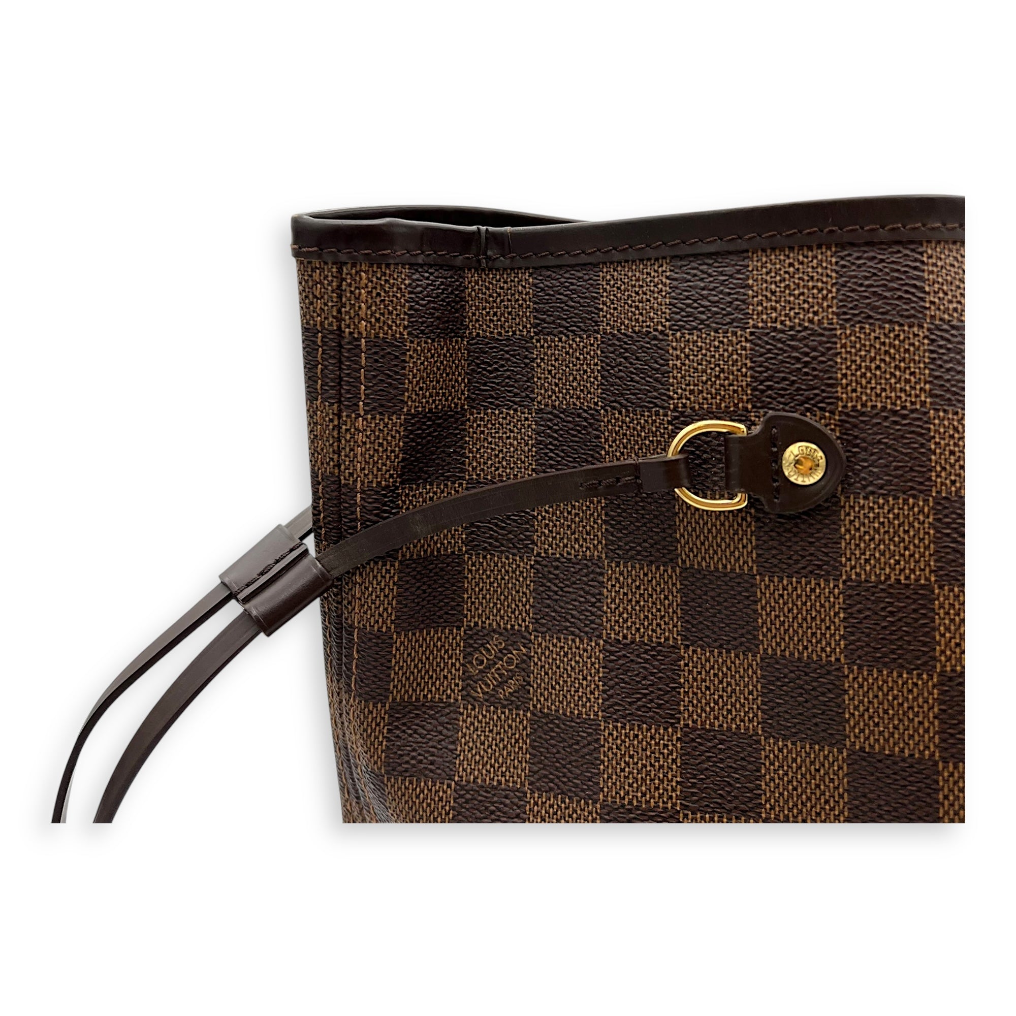 Louis Vuitton Neverfull Tote Bag Damier Ebene in Coated Canvas, Gold hardware_6