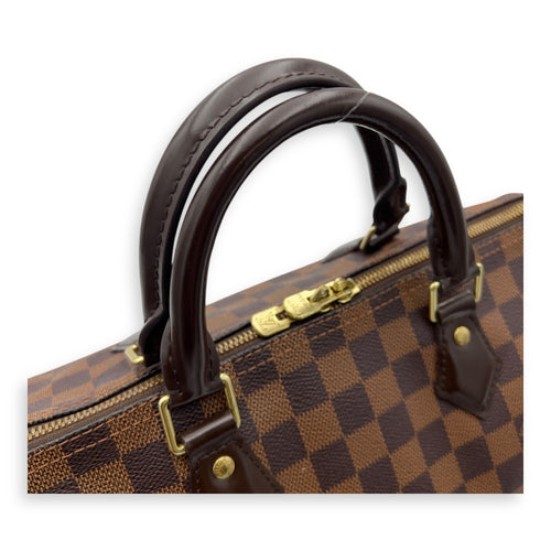 Louis Vuitton Speedy Bandouliere Top Handle Bag 30 Damier in Coated Canvas, Gold hardware_6