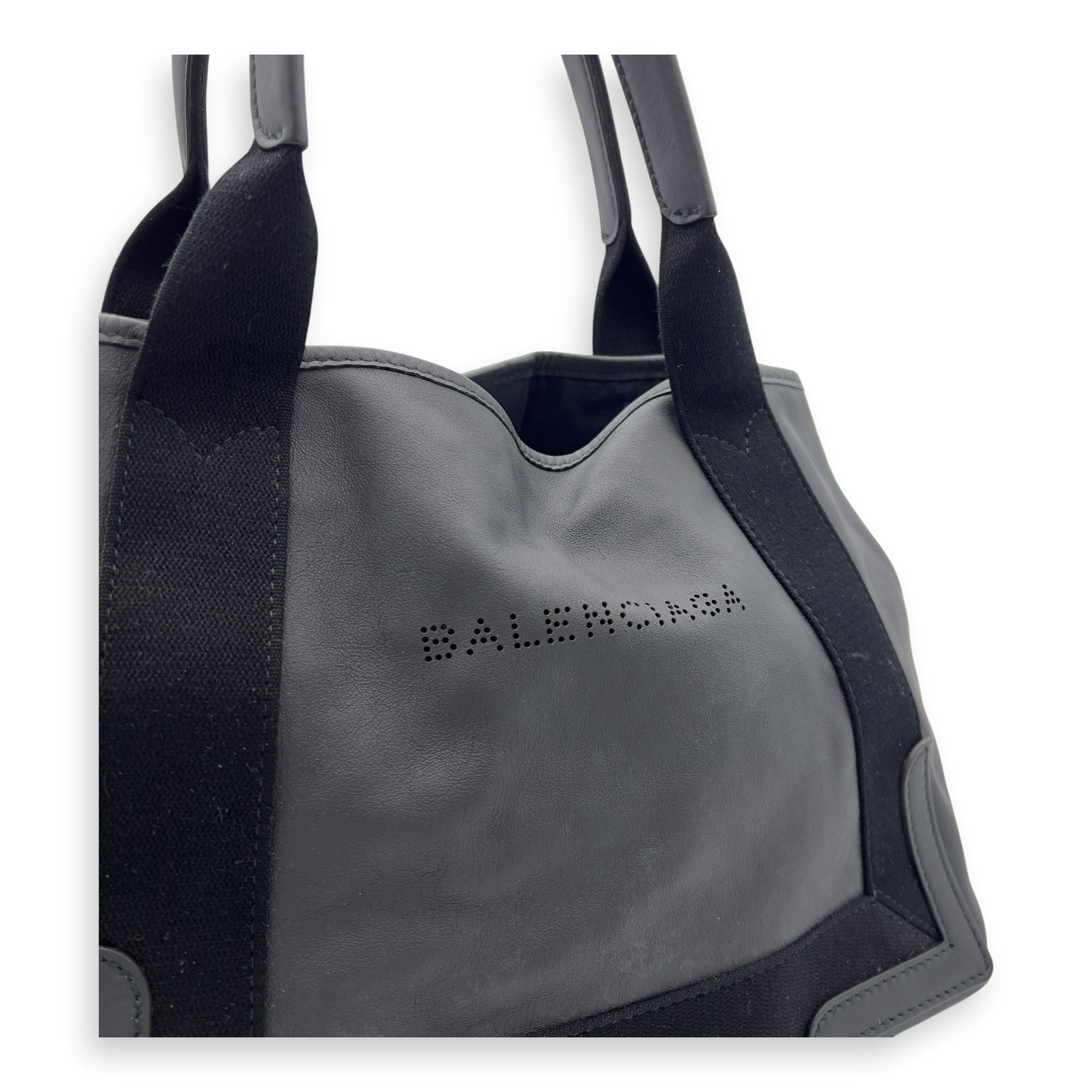 Balenciaga Cabas Tote Bag Black in Calfskin, Silver hardware_6