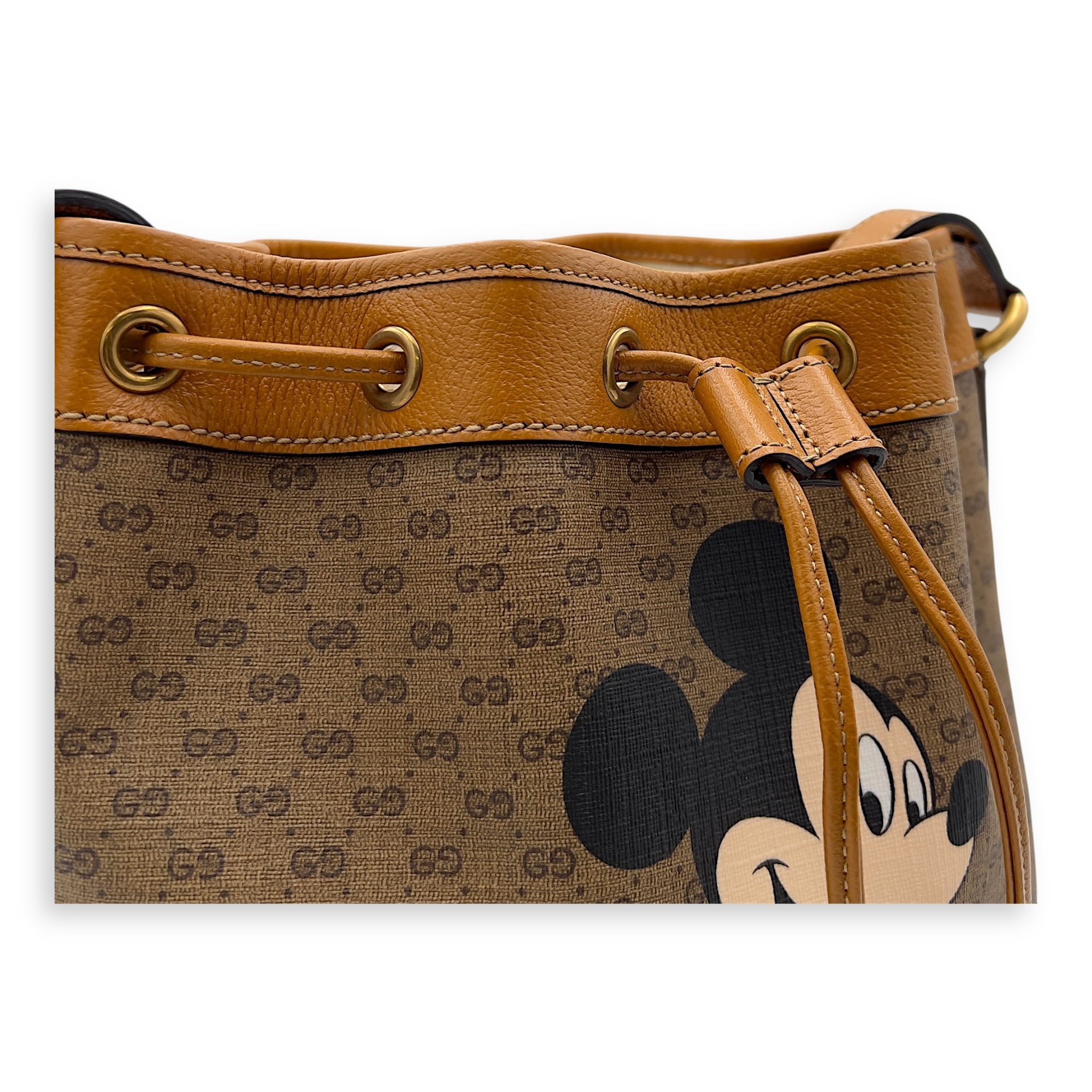 Gucci Disney Bucket Bag Brown in Coated Canvas, Gold hardware_6