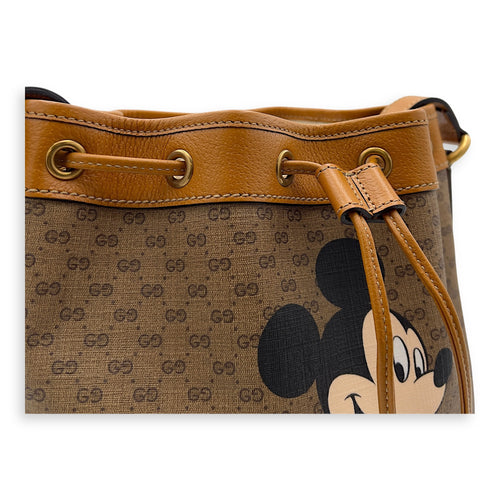 Gucci Disney Bucket Bag Brown in Coated Canvas, Gold hardware_6