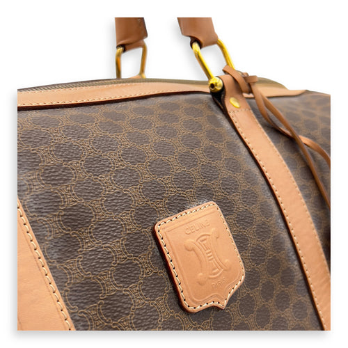 Celine Macadam Duffle Bag Brown in Coated Canvas, Gold hardware_6