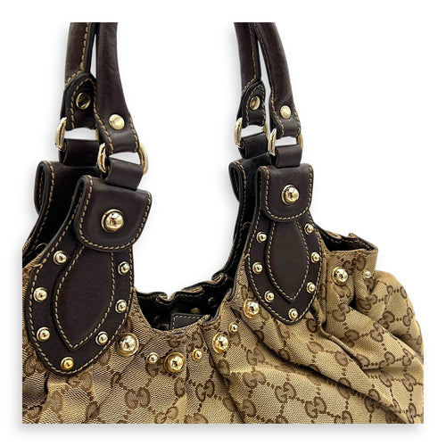 Gucci Pelham Shoulder Bag Brown in Canvas, Gold hardware_6