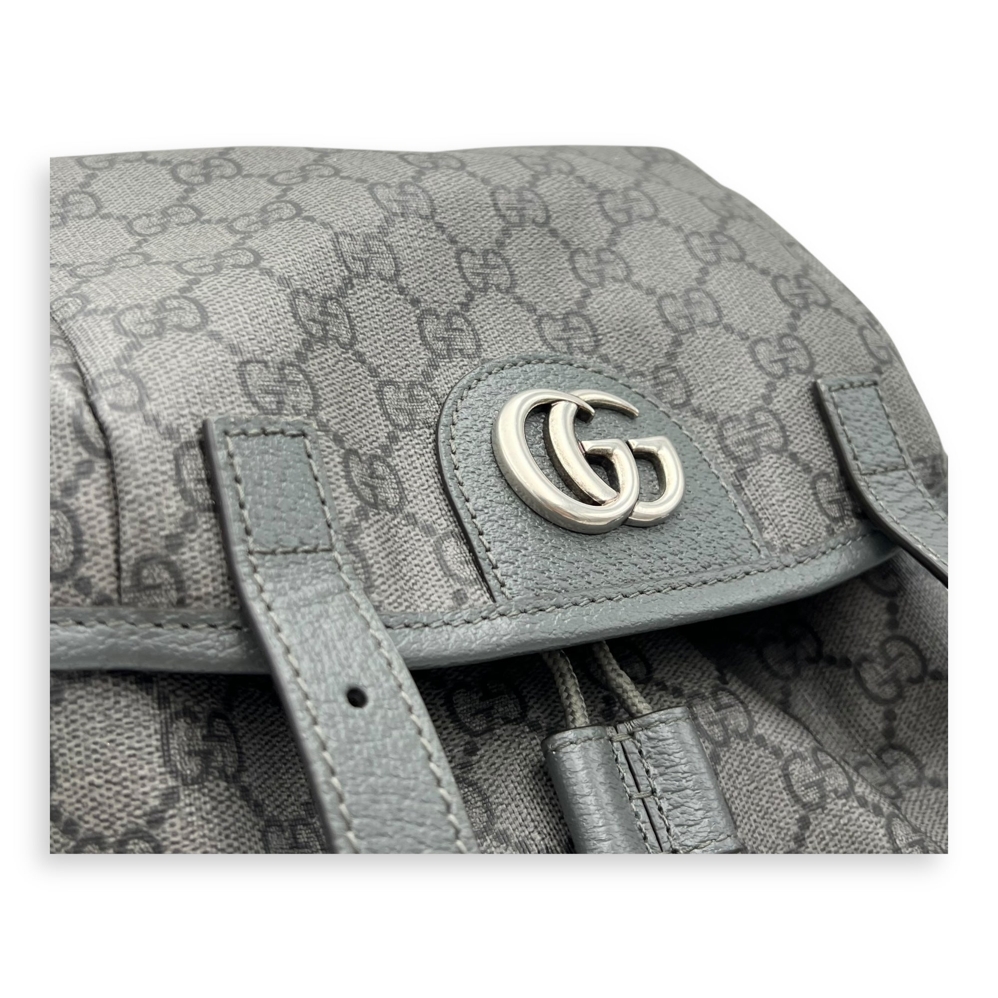Gucci GG Backpack Grey in Coated Canvas, Gold hardware_6