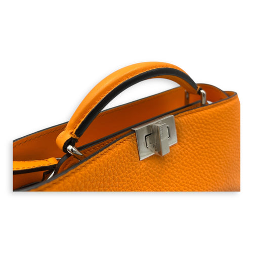 Fendi Peekaboo Iseeu XCross Small Orange Crossbody Bag in Calfskin, Silver hardware_6