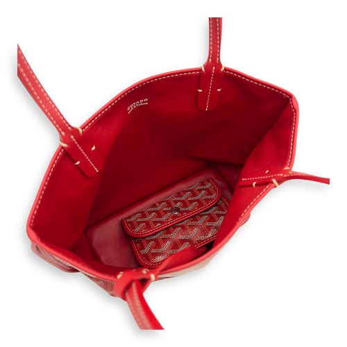 Goyard Anjou Tote Bag Mini Red in Coated Canvas, Silver hardware_8