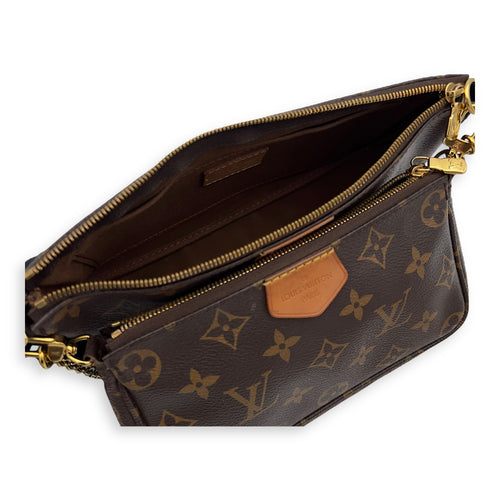 Louis Vuitton Multi-Pochette Accessoires Shoulder Bag Brown in Monogram Coated Canvas, Gold hardware_8