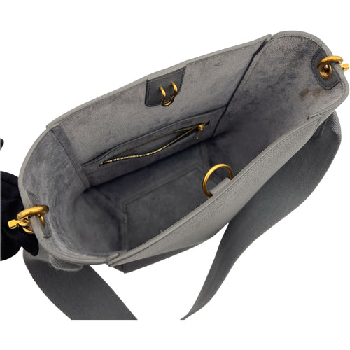 Celine Sangle Shoulder Bag Grey in Calfskin, Gold hardware_3