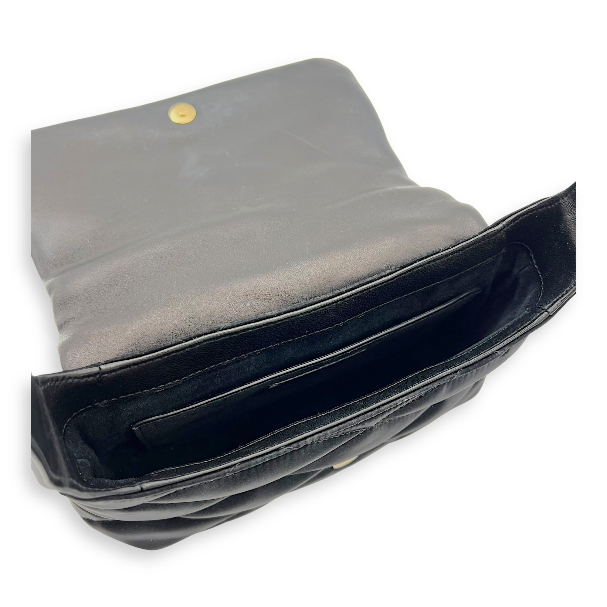 Saint Laurent Le 57 Black Shoulder Bag in Satin, Gold hardware_6