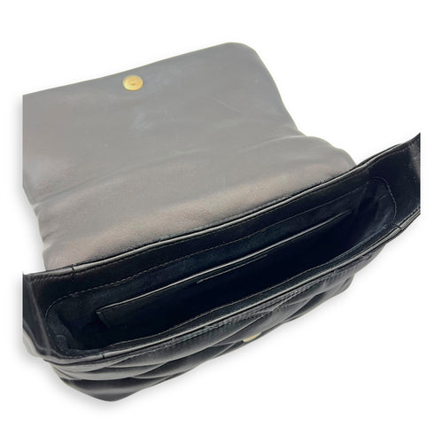 Saint Laurent Le 57 Black Shoulder Bag in Satin, Gold hardware_6