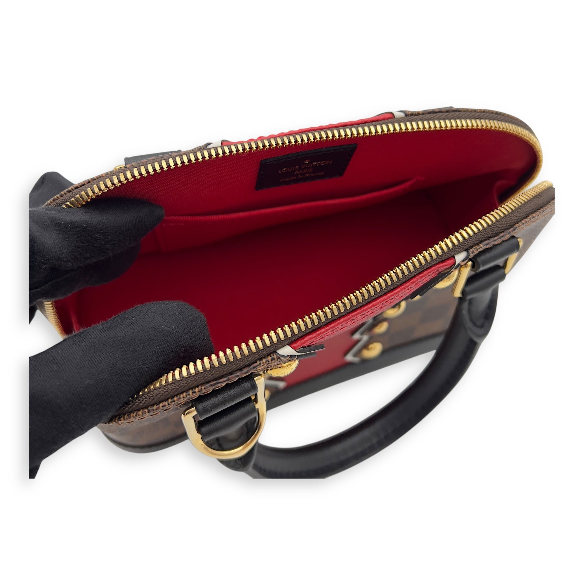 Louis Vuitton Karakoram Alma BB Damier Ebene Top Handle Bag in Coated Canvas, Gold hardware_8