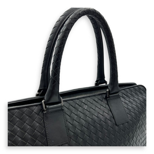Bottega Veneta Vintage Top Handle Bag Black in Calfskin, Ruthenium hardware_6