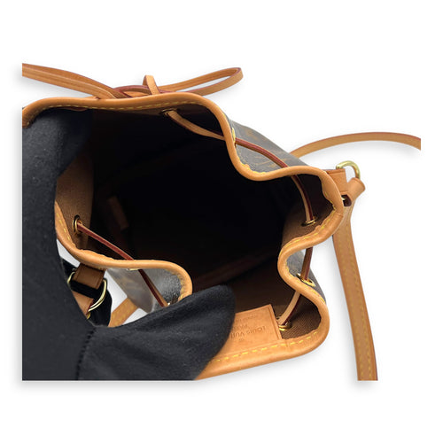 Louis Vuitton Noe Crossbody Bag Nano Brown in Monogram Coated Canvas, Gold hardware_6