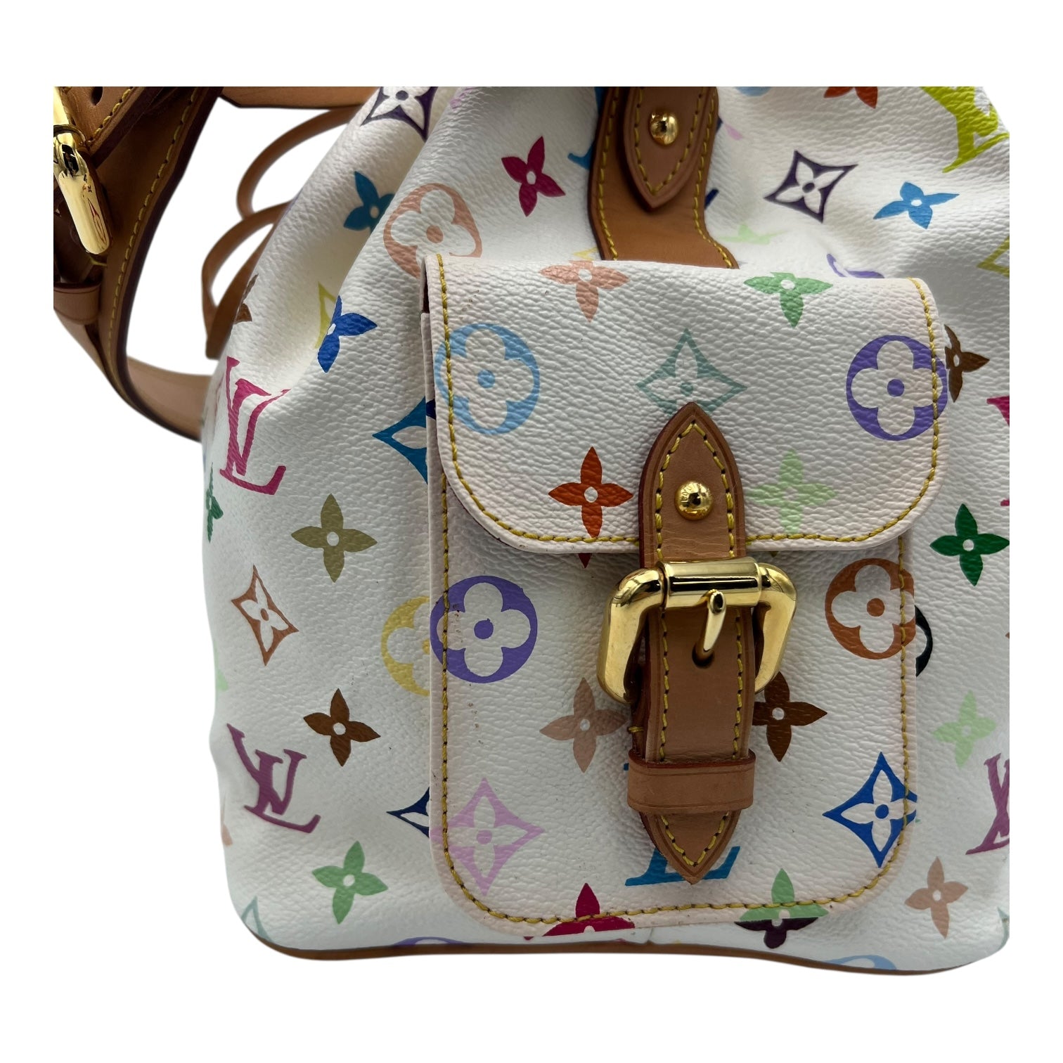 Louis Vuitton Noe Multicolor x Takashi Murakami Bucket Bag in Monogram Coated Canvas, Gold hardware_8