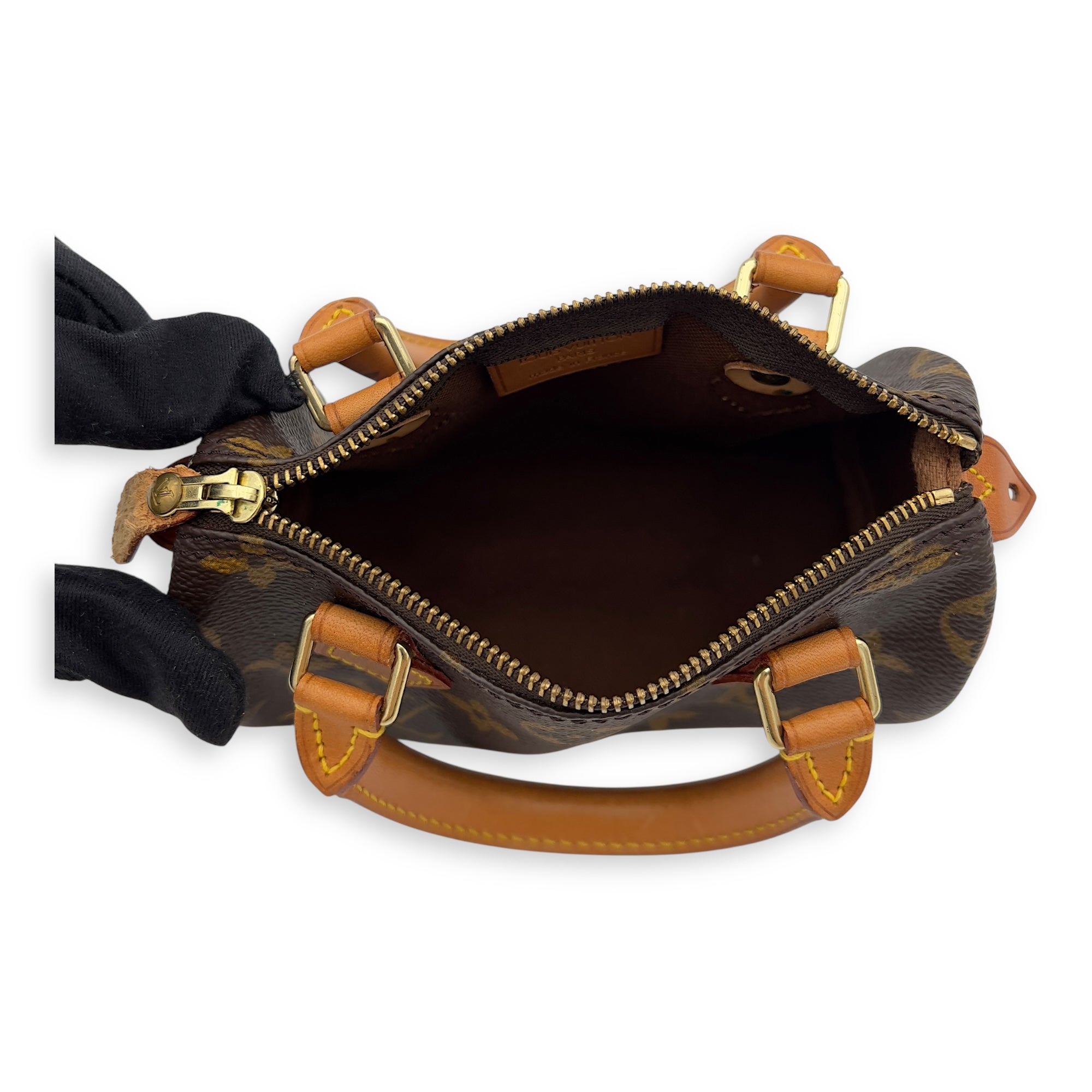 Louis Vuitton Speedy Top Handle Bag Nano Brown in Coated Canvas, Gold hardware_6