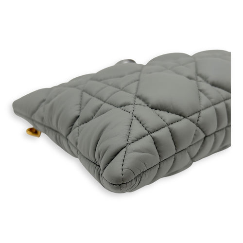 Christian Dior Caro Pouch Grey in Cannage Quilted Padded, Gold hardware_6