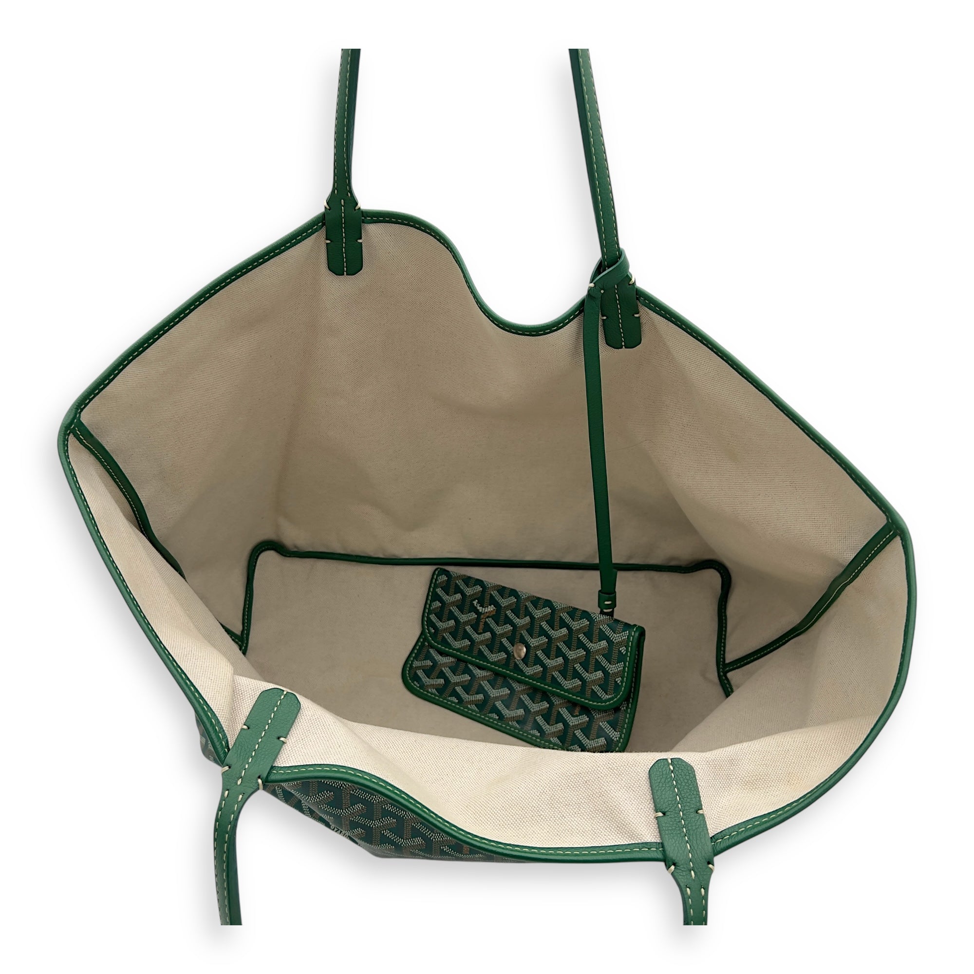Goyard Saint Louis Tote Bag GM Green in Coated Canvas, Silver hardware_6