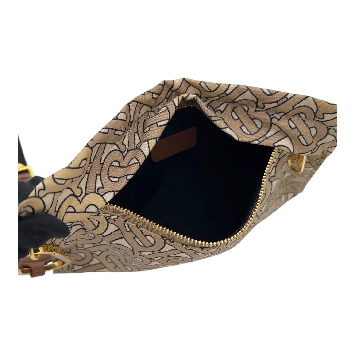Balenciaga TB Logo Pouch Brown in Canvas, Gold hardware_4