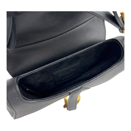 Christian Dior Saddle with Strap Mini Black Crossbody Bag in Calfskin, Brushed Gold hardware_8