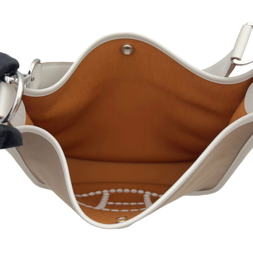 Hermès Evelyne Neo Etoupe-Dune/Gris Pale in Toile Officier Bicolore/Veau Swift, Palladium hardware_6