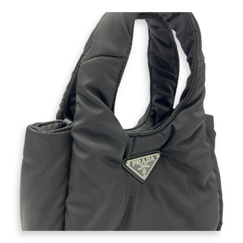 Prada Re-Nylon Padded Black Top Handle Bag in Nylon, Silver hardware_6