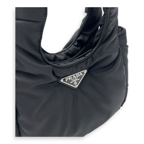 Prada Re-Nylon Padded Black Top Handle Bag in Nylon, Silver hardware_6