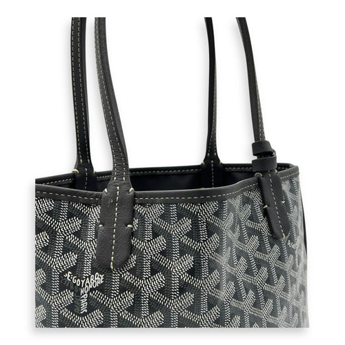 Goyard Anjou Mini Grey Tote Bag in Coated Canvas, Silver hardware_6