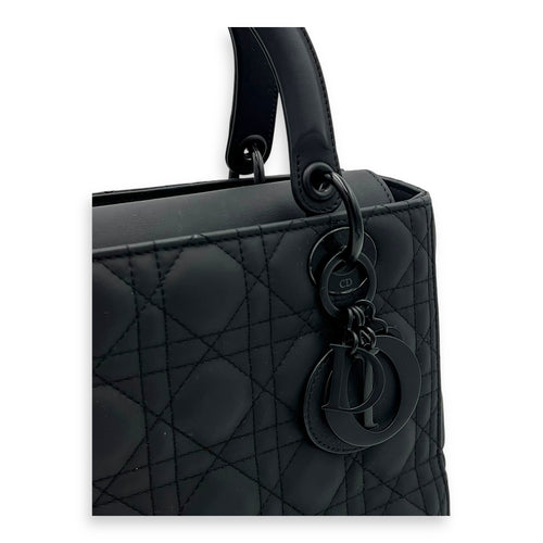 Christian Dior Lady Dior Top Handle Bag Medium Ultramatte in Lambskin, Lacquered Metal hardware_6