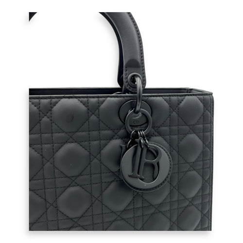 Christian Dior Lady Dior Top Handle Bag Large Ultramatte in Lambskin, Lacquered Metal hardware_6