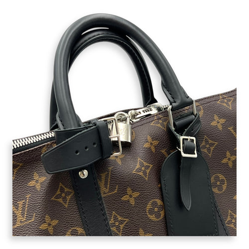 Louis Vuitton Keepall 45 Brown Top Handle Bag in Monogram Coated Canvas, Silver hardware_6