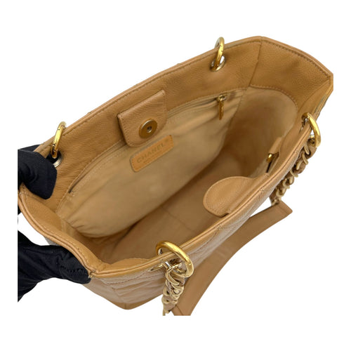 Chanel PST Shoulder Bag Beige in Caviar Leather, Gold hardware_6